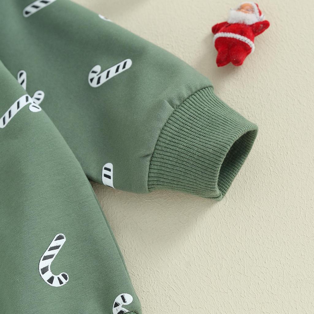 Christmas Baby Boys Girls Clothes Set Candy Cane Print Sweatshirt+Pants 2pcs Suit Kids Casual Outfits