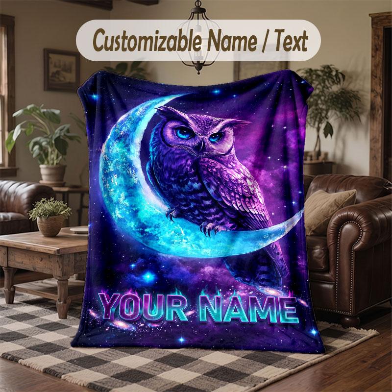 Birds Theme Throw Blanket Custom Name Text Personalized Blanket Soft Cozy Blanket for Home Sofa Bed