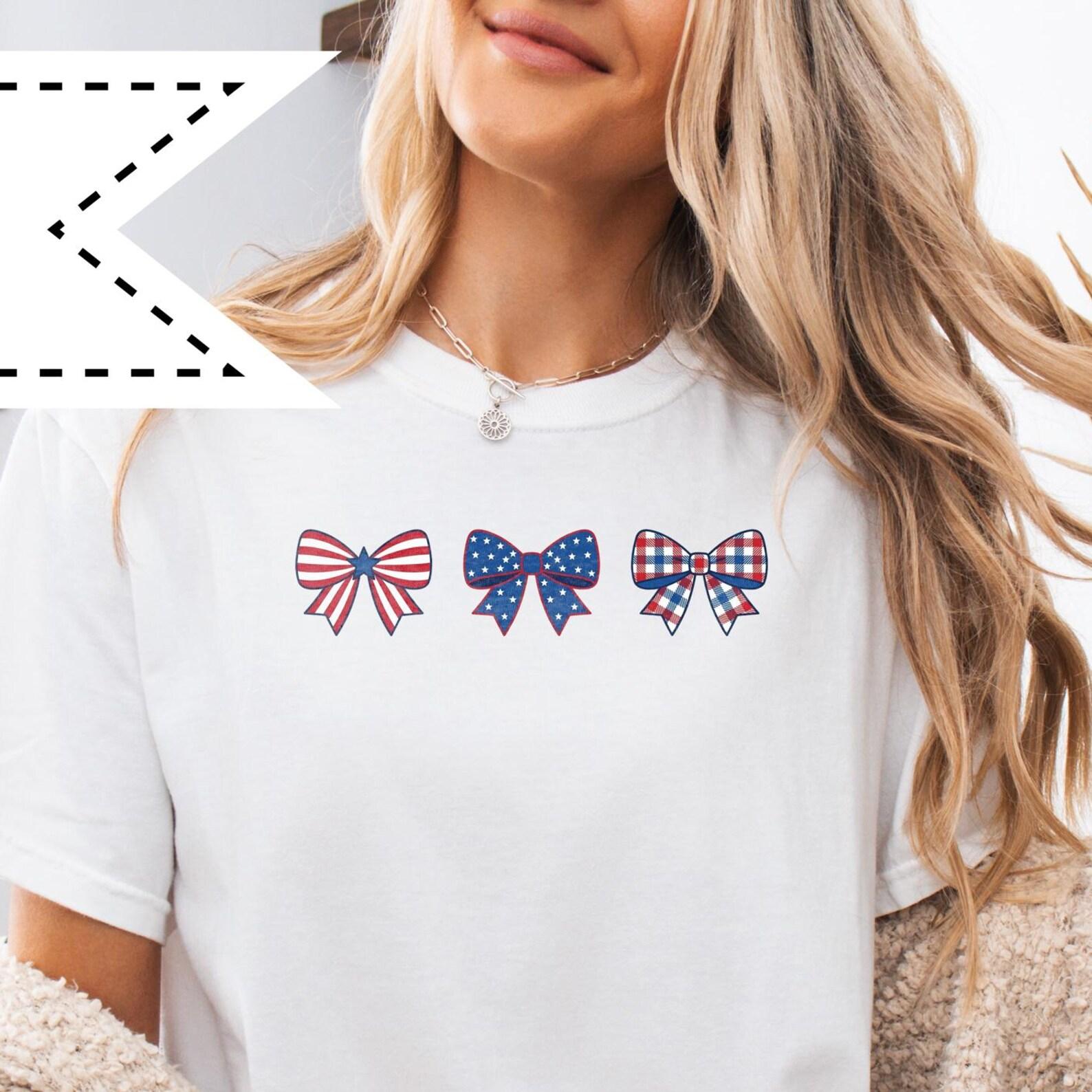 USA Coquette Bow Graphic Tee, Patriotic 4th of July T-Shirt, Women s Freedom Apparel XL