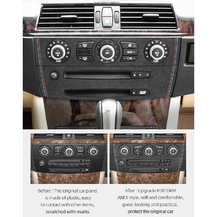 Betterhumz Center Console CD Panel Trim Frame for BMW E60 Series 5 2004-2009 Made of Alcantara Sticker Car Interior Accessorie