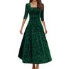Elegant Embossed Long Sleeve Square Neck Dress - Women's Autumn/Winter Fashion
