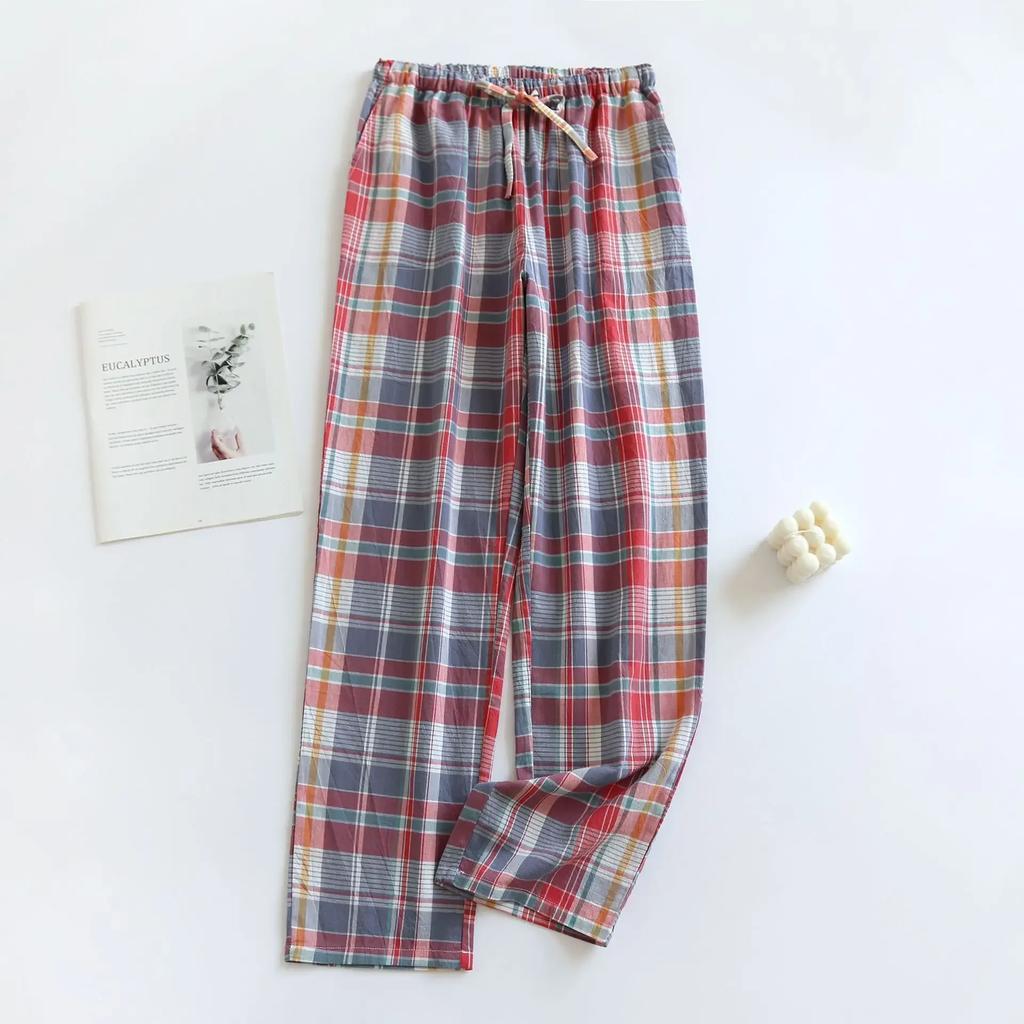 Cotton Casual Plaid Design Women's Pajama Pants Cotton Thin Large Size Long Homewear Pants Four Seasons Pantalones Mujer