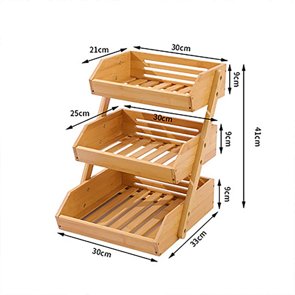 3 Tier Bamboo Fruit Basket Large Capacity Vegetable Fruit Bowl Holder Handwoven Standing Tray For Home Kitchen Pantry