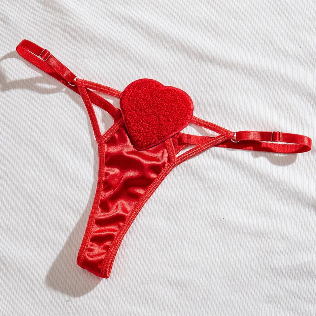 New Sexy Hollowed-out Love Girl Three-point Erotic Underwear Set