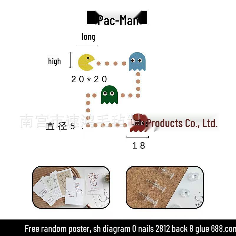 

Pac-Man Felt Wall Sticker: Fun, Self-Adhesive Decoration for Bedroom or Dorm