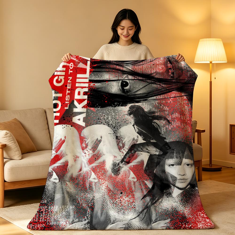 Music A-Akriila Throw High-Density Short Plush Blanket Soft Skin-Friendly for Sofa Nap Air-Conditioned Room