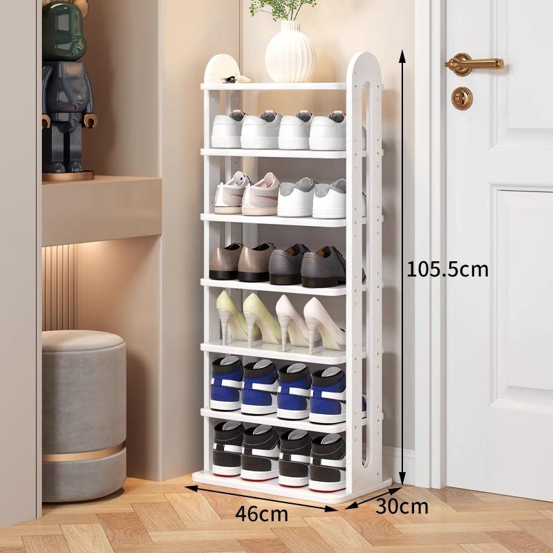 Adjustable Solid Wood Shoe Rack - Slim Entryway Organizer for Small Spaces Multi-Tier Storage Shelf for Dorms/Apartments &Closet