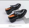 Men's 2023 Patent Leather Double Buckle Loafers with Thick Heel and Sole