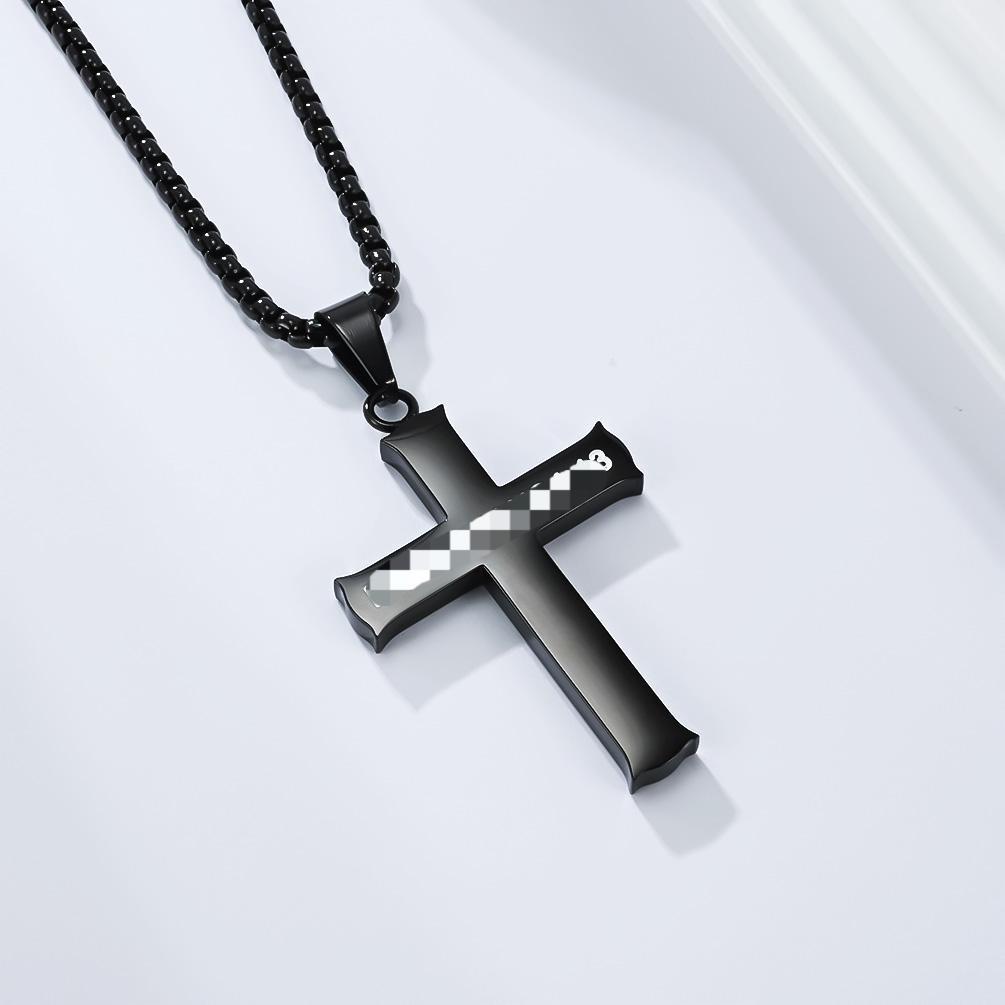 European and American Popular Inspirational Jewelry Cross Necklace Men s Niche Personality Literary Hipster Street Pendant 2026 60CM