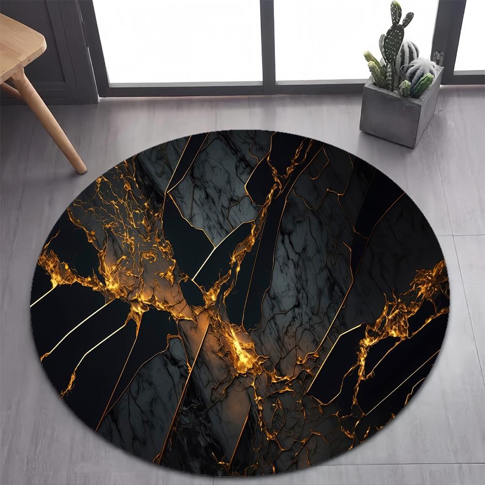 New Style Luxurious Marble Colour White Gold Round Carpet Rug for Bedroom Living Room Decoration,pet Decor Floor Mat