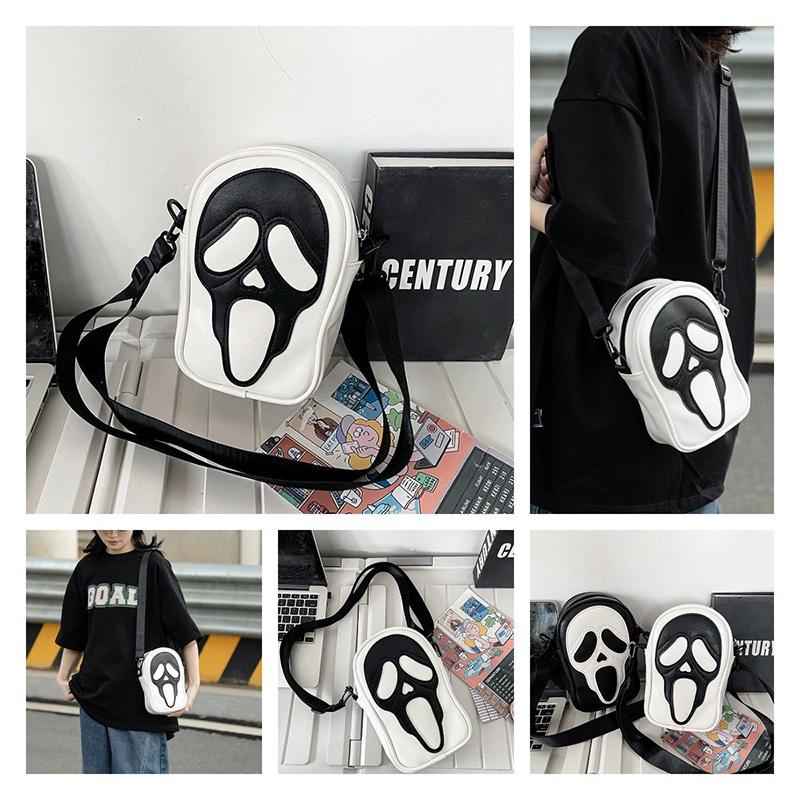 Trendy Ghost Skull Crossbody Bag Small Pu Shoulder Bag For Men And Women