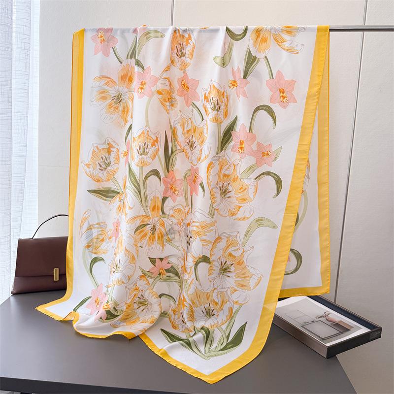 

180*85cm New Silk Scarf Women Spring Summer Autumn Fashion Sun Protection Scarves Lady Thin Echarpe Shawl Wrap Echarpe Bandana 180x85cm