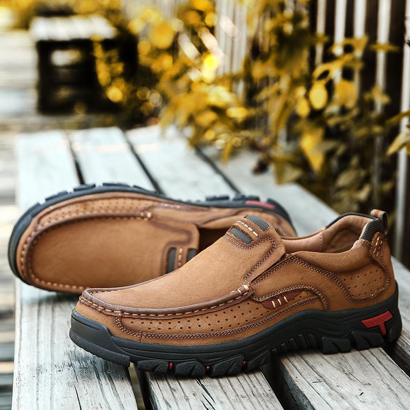 Spring and summer new leather low-top soft-soled hollowed-out breathable outdoor casual shoes 38