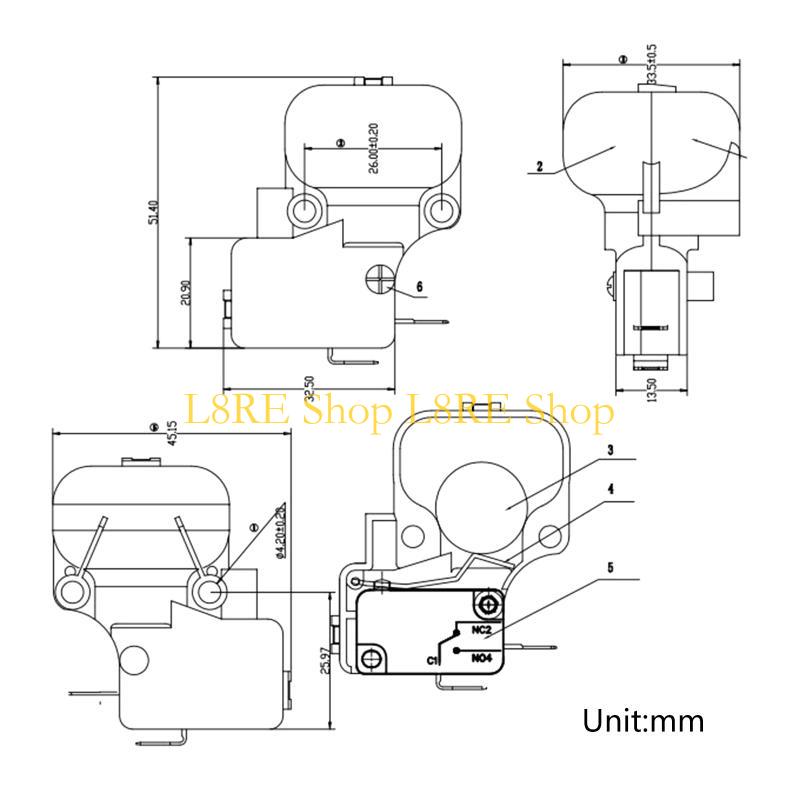 L8RE Kippschalter AC 250V 10A/250V 16A Mikroschalter für elektrische Terrassenheizung Kippschalter Überkippschalter mit zwei Klemmen