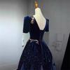 Abito ospite blu di alta gamma lusso leggero di nicchia per banchetto performance corale femminile paillettes bel canto abito da solista