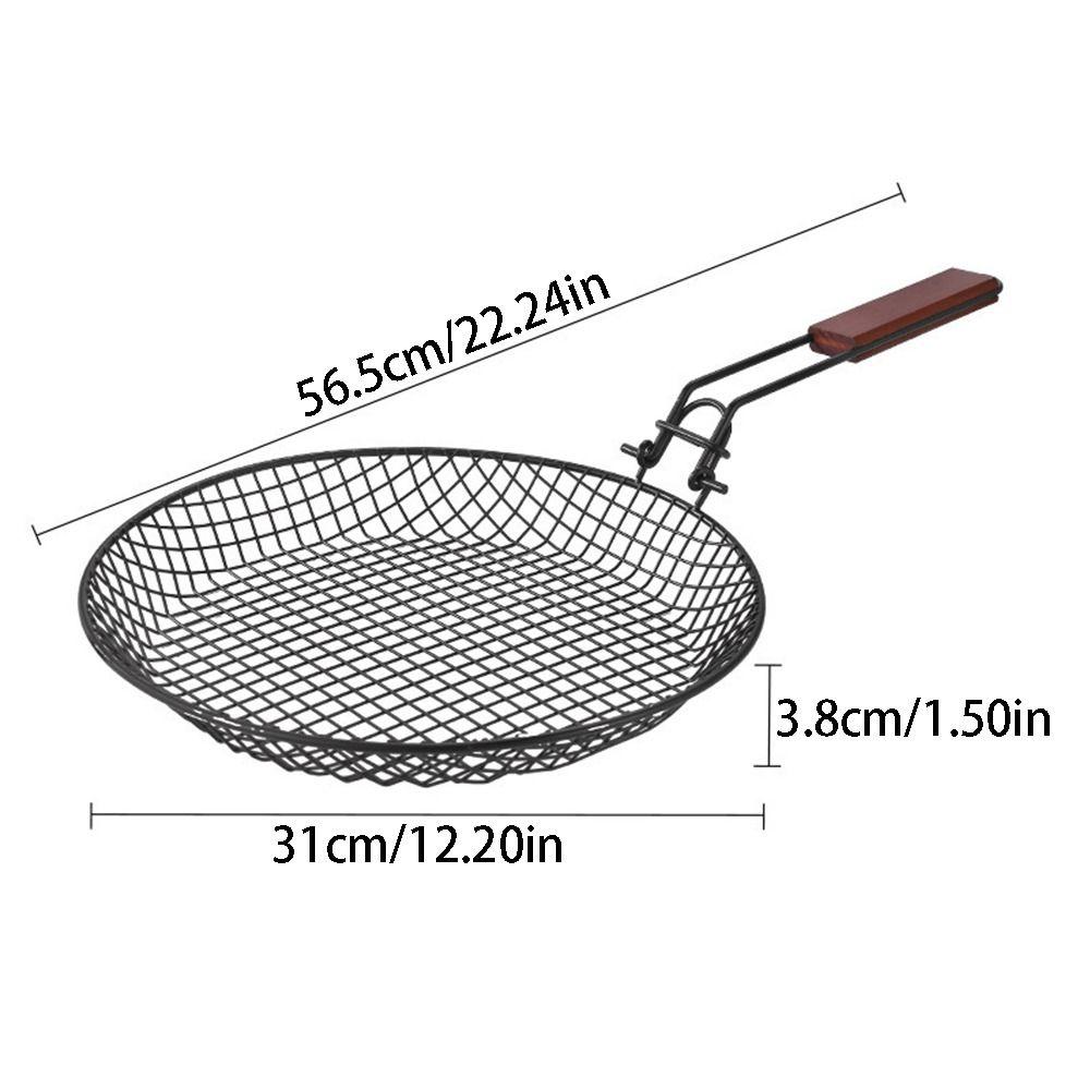 Perforated Steel Carbonl Grill Basket Foldable Grilled Vegetable Net Barbecue Pan Camping Cooking
