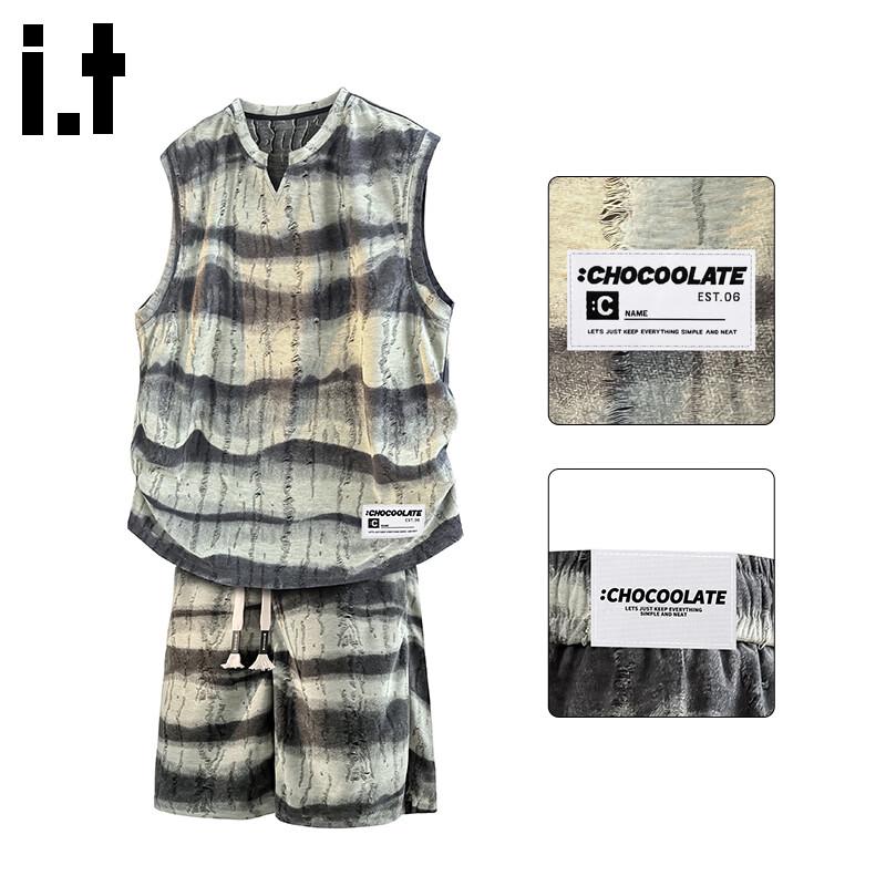:CHOCOOLATEit Men s Ice Silk Quick-Dry Tank Top & Shorts Sport Suit 4XL