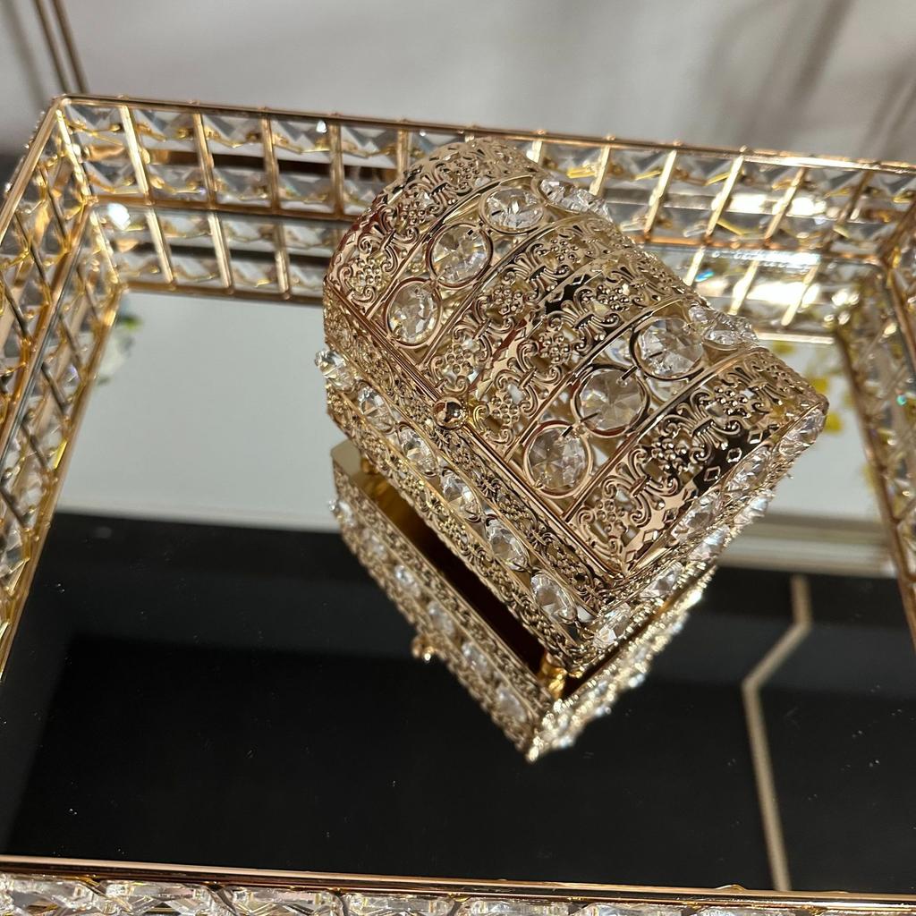 1PC Jewelry Decorative Box, Gold Necklace Ring Silver Earrings Jewelry Storage Box, Luxury Desktop Crystal Storage Jewelry