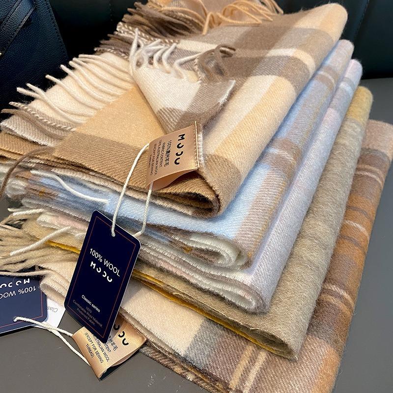 New Plaid Wool Scarf Women's Winter Simple Fashion Versatile Outdoor Travel Cold Warm Neck Scarf Men