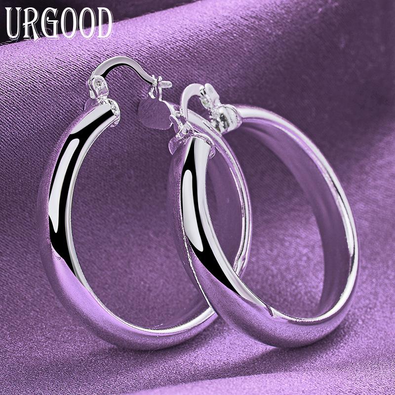 925 Sterling Silver 35mm Round Earrings Gift Party Fashion Jewelry