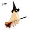Waterproof Haunted House Supplies Halloween Flying Ghost with Witch Broom, Large Lighted Hanging Decoration Outdoor Yard Party Decor Hat for