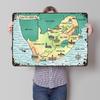 Watercolor Map of South Africa Printed Poster Customized Retro Wall Art Vintage Metal Tin Signs for Home Bathroom Decor House