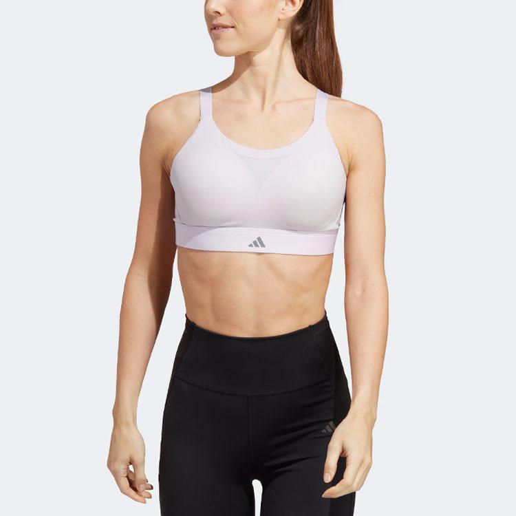 Adidas Solid Color Back Hollow Cross Shoulder Strap Sports Bra Women Underwear Light-Gray Purple HR9730