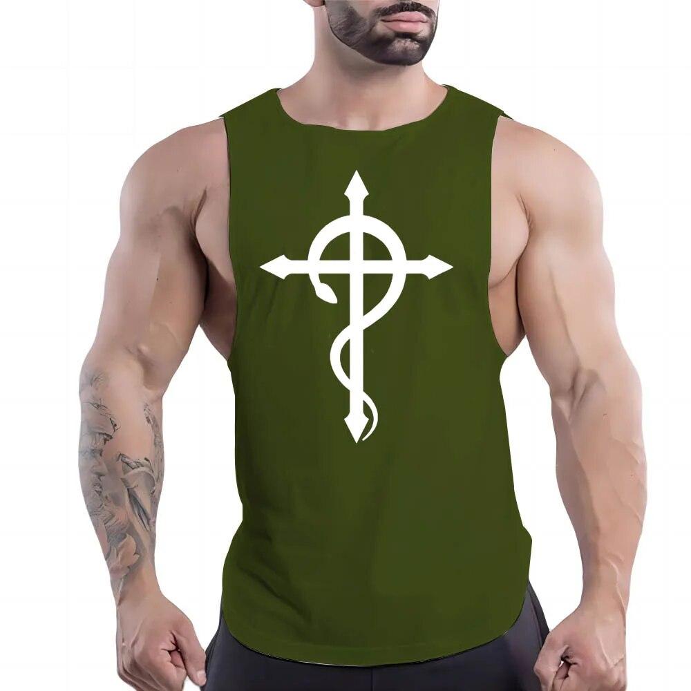 Four Seasons Adult Men'S Casual Sports Crew-Neck Vest Creative Graphics 2d Print Simple Trend Breathable Sleeveless T-Shirt