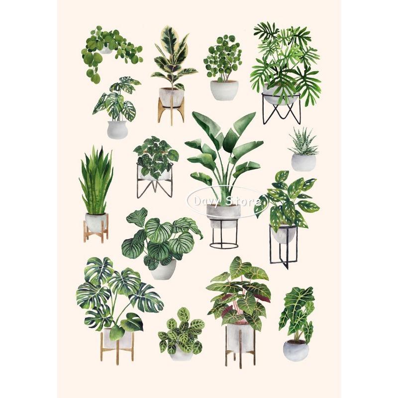 House Plants Monstera Philodendron Poster and Print Canvas Painting Potted Botanical Leaves Wall Art Picture for Room Home Decor