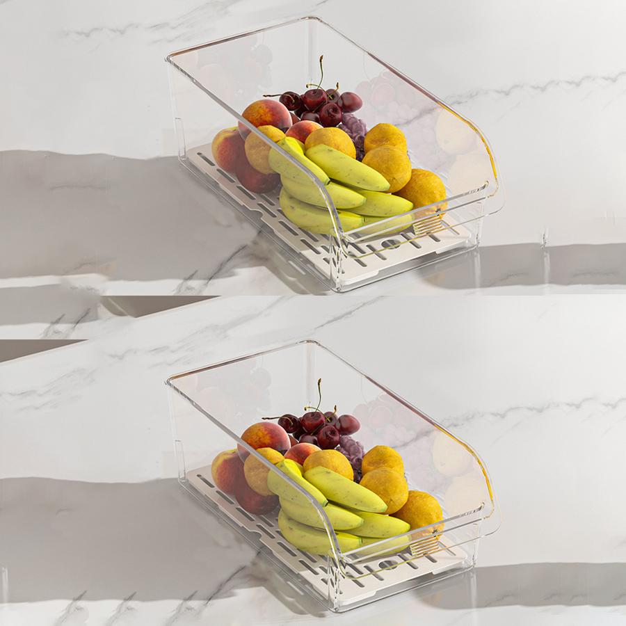 Clear Fridge Organizer, Refrigerator Organizer Bins with Handle, Freezer, Kitchen Cabinet, Pantry Organization, Fridge Organizer