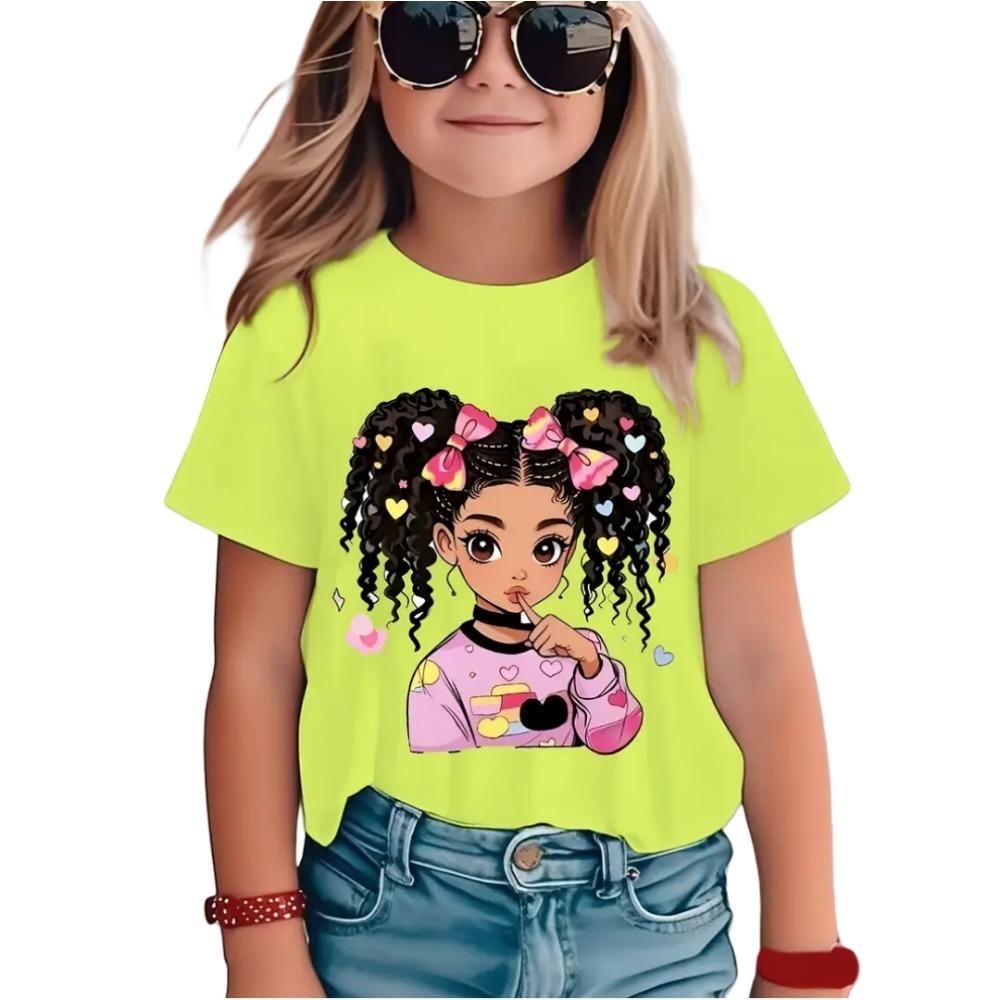Colorful children's T-shirt summer short sleeved girls' T-shirt top fashionable little girls' clothes casual O-neck boys' and children's T-shirt