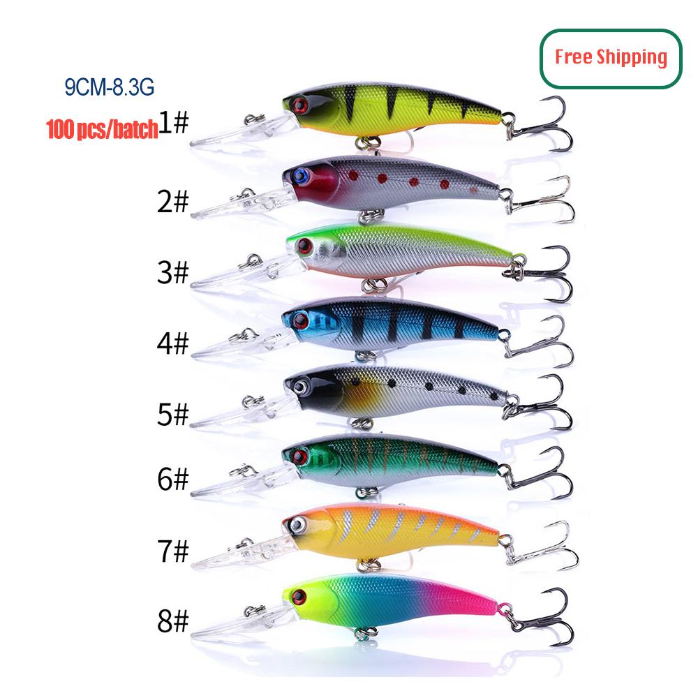 100PCS Factory Price Free Shipping Plastic & Metal River Minnow Hard Lures Fishing Bait
