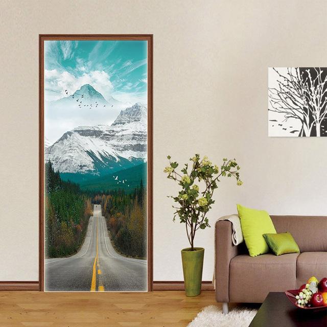 3D samolepka na dveře tapeta samolepicí samolepka na moře krajina pláž na dveře nástěnná malba vinylový plakát do ložnice koupelna domácí dekorace