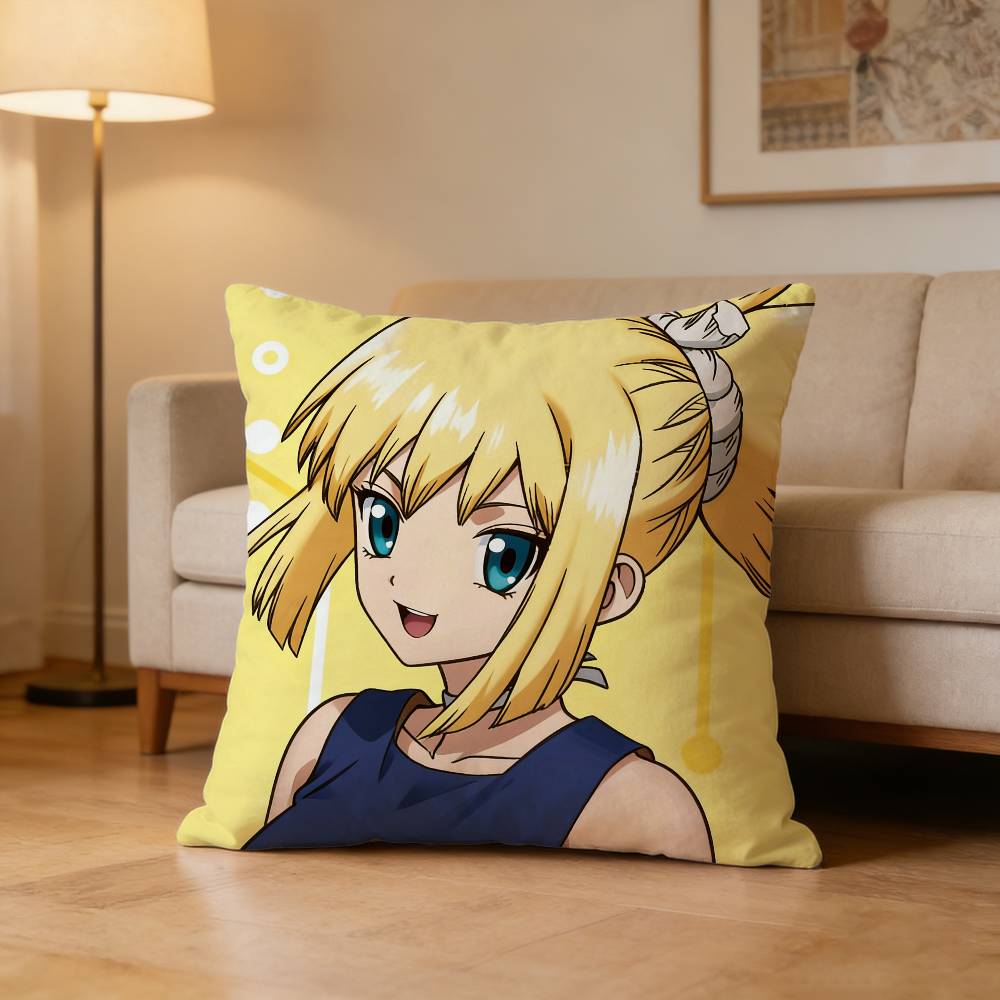 Anime D-Dr. Stone Pillow Case Pattern Printed Pillowcase For Living Room Sofa Cushion Cover