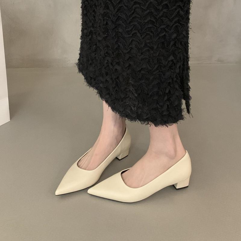 Fashion Bailamos New Brand Women Pumps Shoes Fashion Pointed Toe Shallow Slip On Dress Single Shoes Ladies Square Heel Dress Sandals Mu