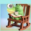 Entzückender Miniatur-Schaukelstuhl mit Frosch aus PVC zur Dekoration von Schreibtischen, niedliches Healing-Item
