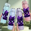1PC Dark Purple Dragon Art 750ml Color Plastic Sports Water Bottle Leakproof Flip Straw Lid Suitable for Sports Office Home Use