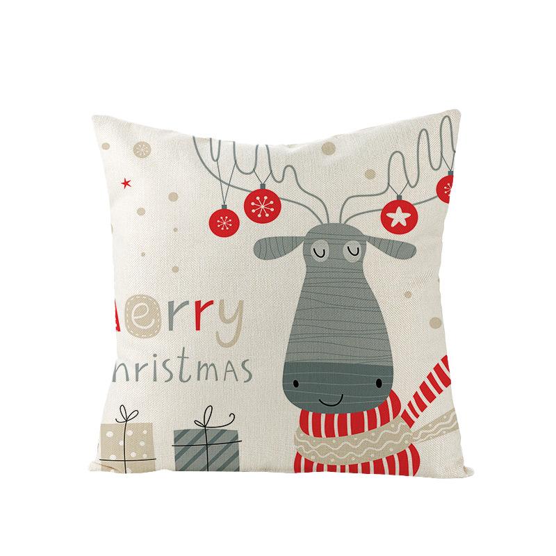 Home Polyester Pillow Cover Cartoon Digital Print Christmas Cushion Cover Living Room Sofa Cushion Cover