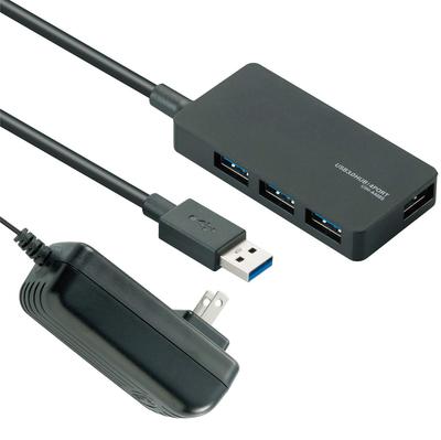 ELECOM Hub 4 Ports 1m with AC Adapter Compatible and Other Notebooks Nintendo Switch Compatible Black USB3.0 Self/Bus MacBook/Surface Pro/Chromebook