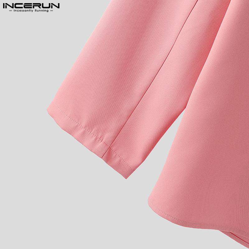 INCERUN Men Lapel Neck Long Sleeve One Buttons Casual Loose Thin Blazer Coats