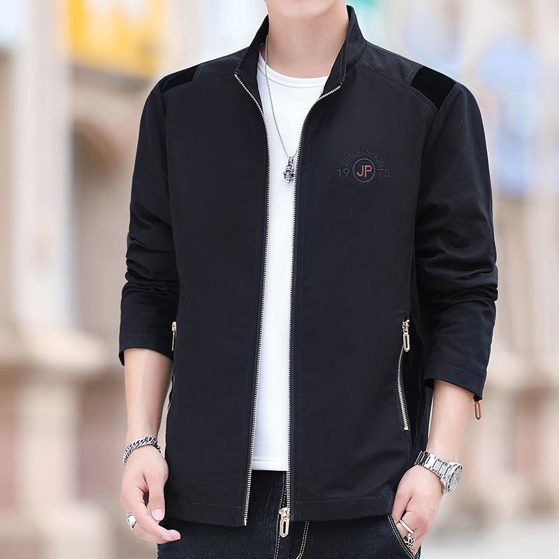 Men's Jacket Pure Cotton Washed Casual Stand-up Collar Jacket Spring and Autumn Men's New Top