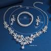 3 pieces of women's trendy leaves, Zircons, earrings, necklaces, Zircon sets, weddings, banquets, parties, and holiday gifts