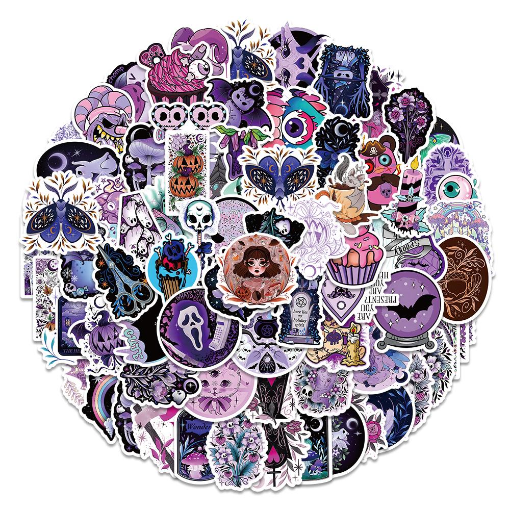 50 100Pcs Cute Cartoon Gothic Evil Witch Ghost Stickers Luggage Guitar Fridge Car Scooter Halloween Sticker Vinyl Decals