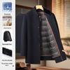 Men's Wool Blend Mid-Length Overcoat with Detachable Down Liner