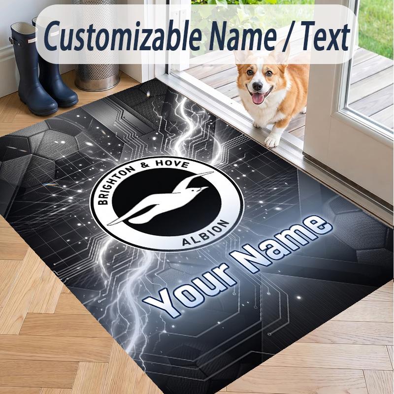 Custom Text Printed Rug Brighton & Hove Albion Football Non Slip Floor Carpet For Home Room Decor