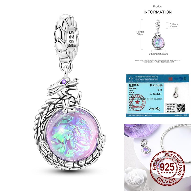 Animaux Animaux de compagnie Perles Cuivre Violet Mystique Serpent Dragon Papillon Hibou Chaînes de sécurité Breloques Bijoux pour femmes Cadeau DIY