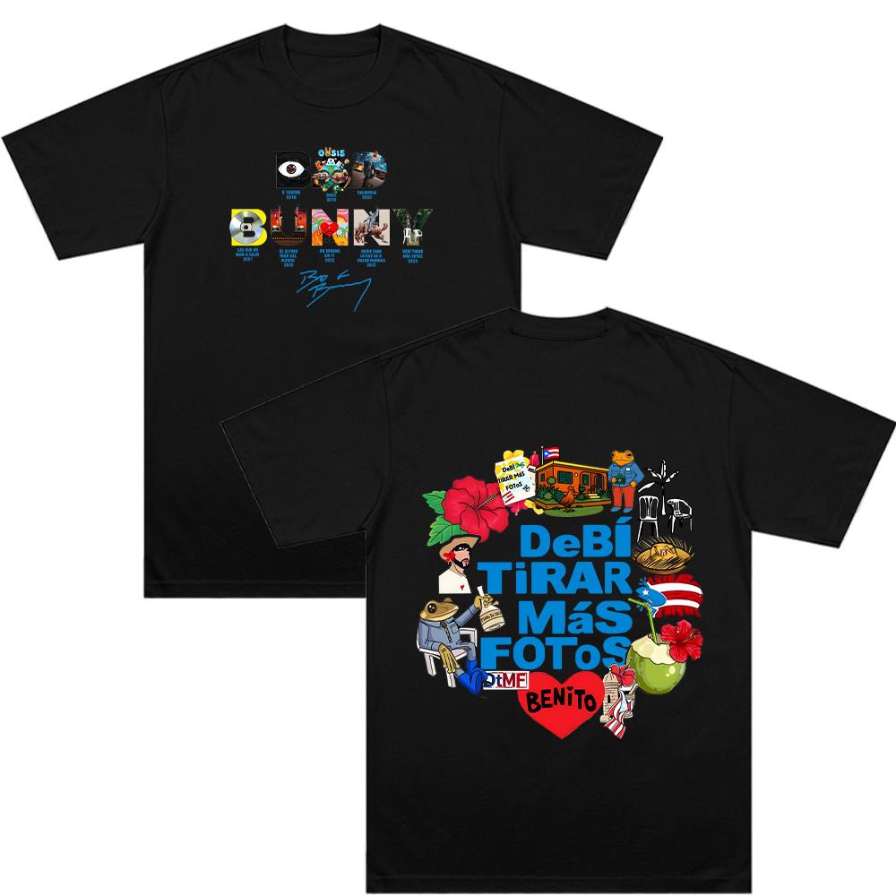 Bad Bunny X Debi Tirar Mas Fotos World Tour 2026 T-shirts Mens Clothes High Quality 100%Cotton Tshirt  Ashion Y2K Unisex Tees bad bunny super bowl