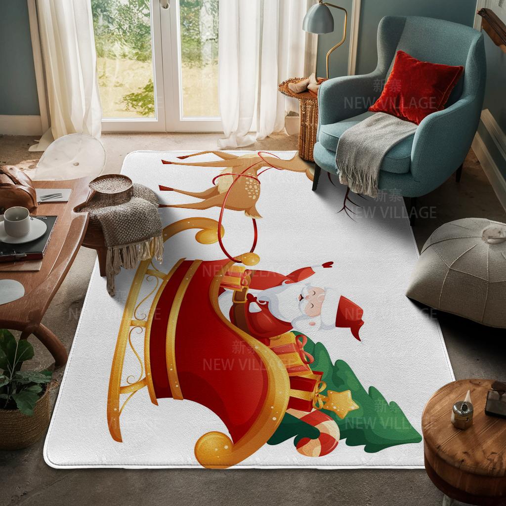 House Entrance Carpet Home Door Mat Living Room Bath Foot Bathroom Non-slip Water Absorption Rugs Bath Merry Christmas Winter