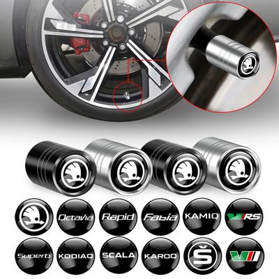 Car Wheel Tire Valve Caps Tyre Valve Stem Covers for Rapid Fabia Octavia Roomster Yeti Superb Citigo RS Felicia VRS Scala