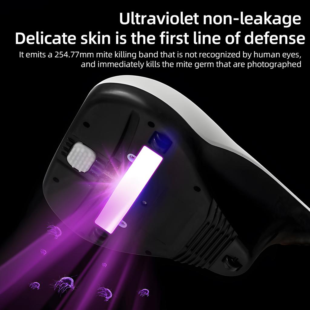 Bed Vacuum Cleaner 10KPa Strong Suction and Low Noise Purple Light Washable HEPA Filter for Deep